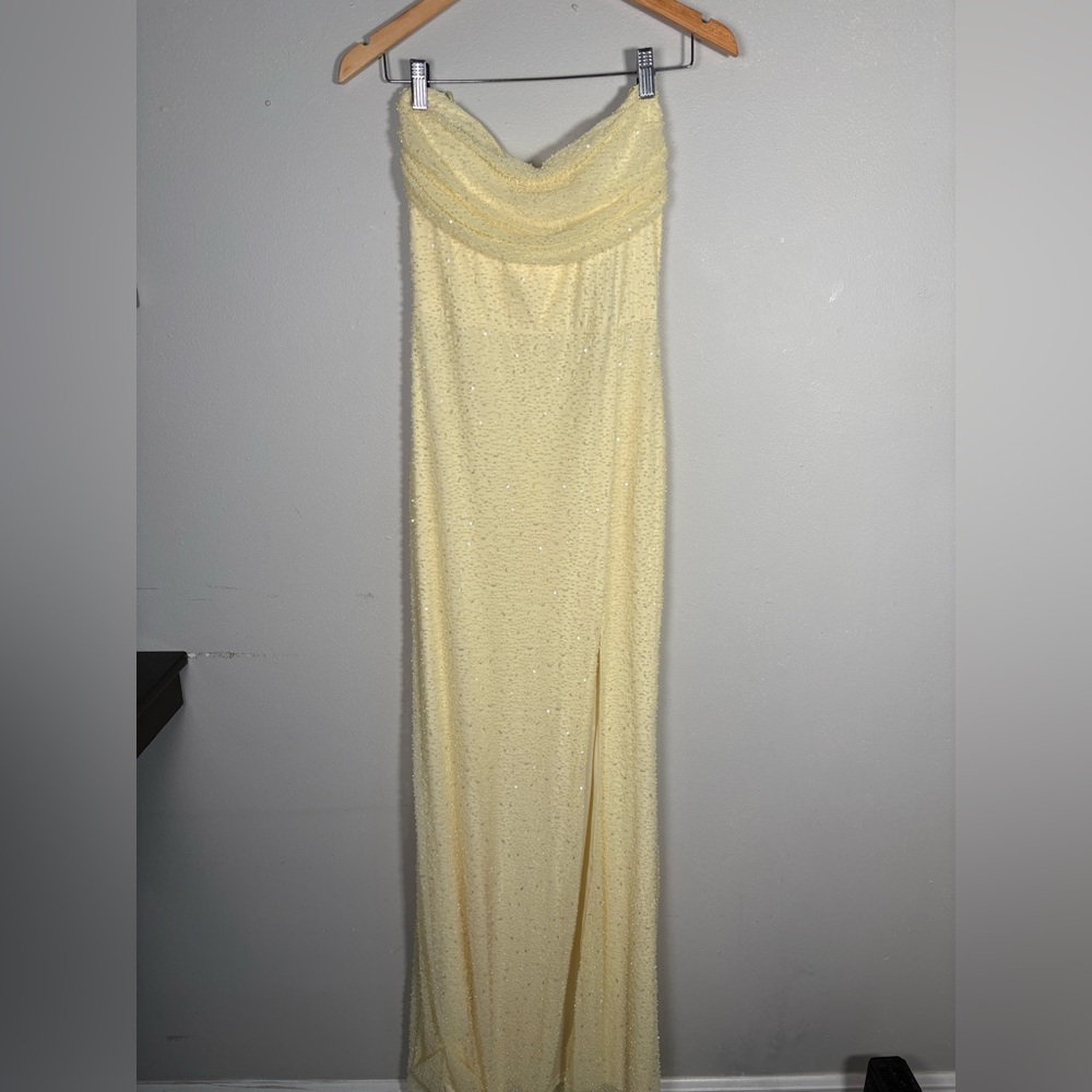 Windsor Strapless Yellow Beaded Formal Dress